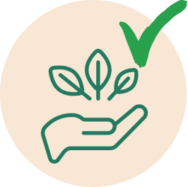 a hand with leaves and a check mark